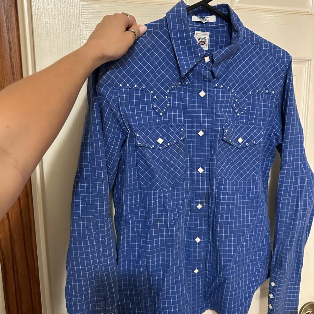 Cruel Girl women’s Checkered pearl snap shirt